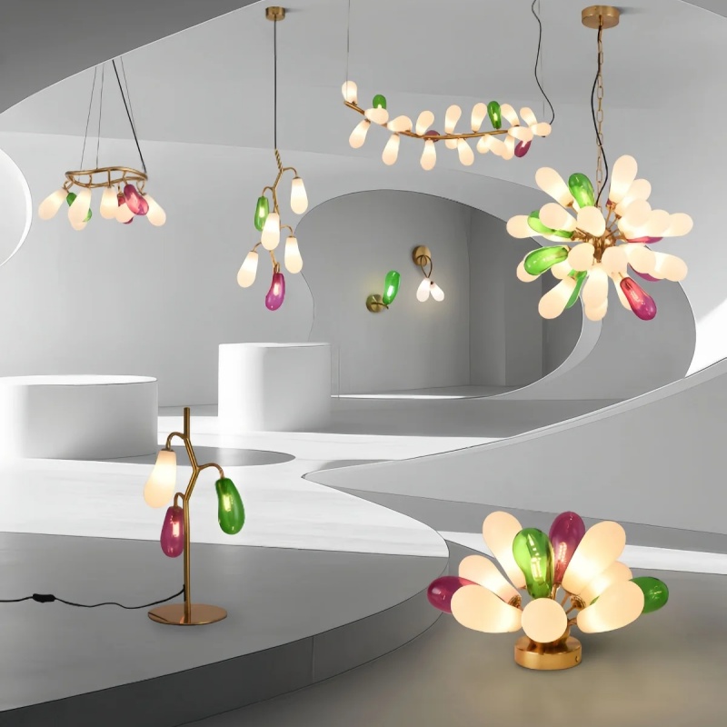 Home Bathroom Lighting Design - Lampu Gantung Kaca Berwarna Desain Terong
