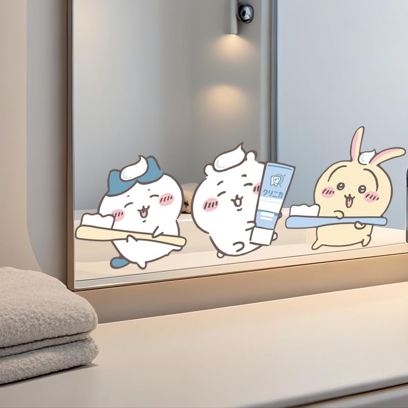 Home Bathroom Model - Stiker Cermin Chiikawa Motif Lucu Perekat