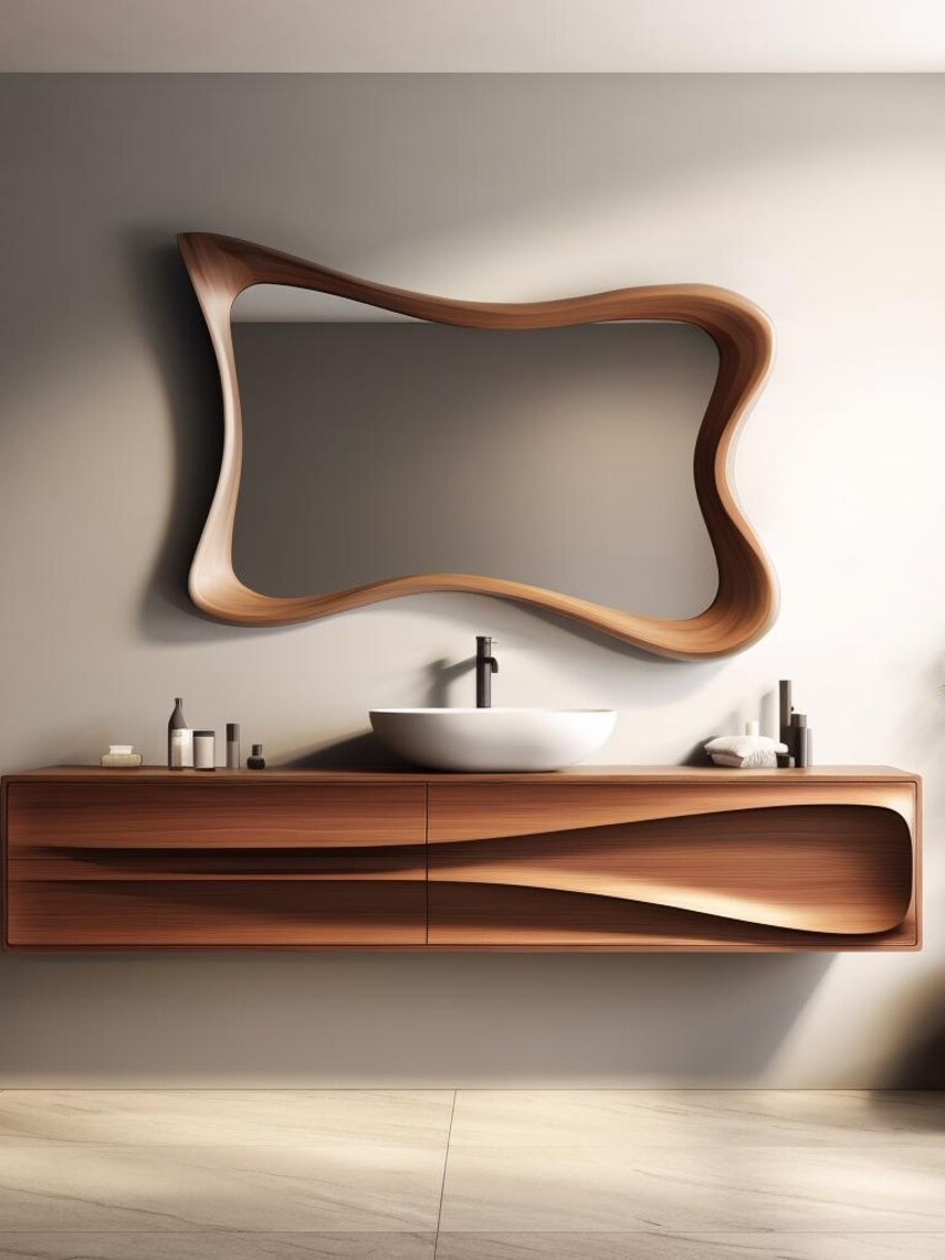 Bathroom Mirror Led - & Cermin Kamar Mandi Kayu Antik