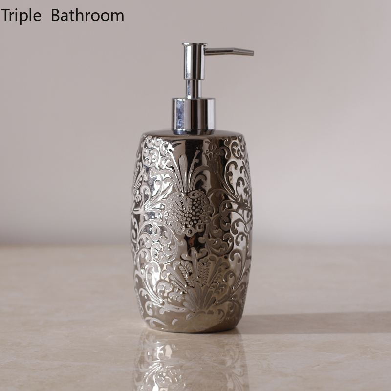 Zara Home Bathroom - Botol Sampo Keramik Perak Aksesori Kamar