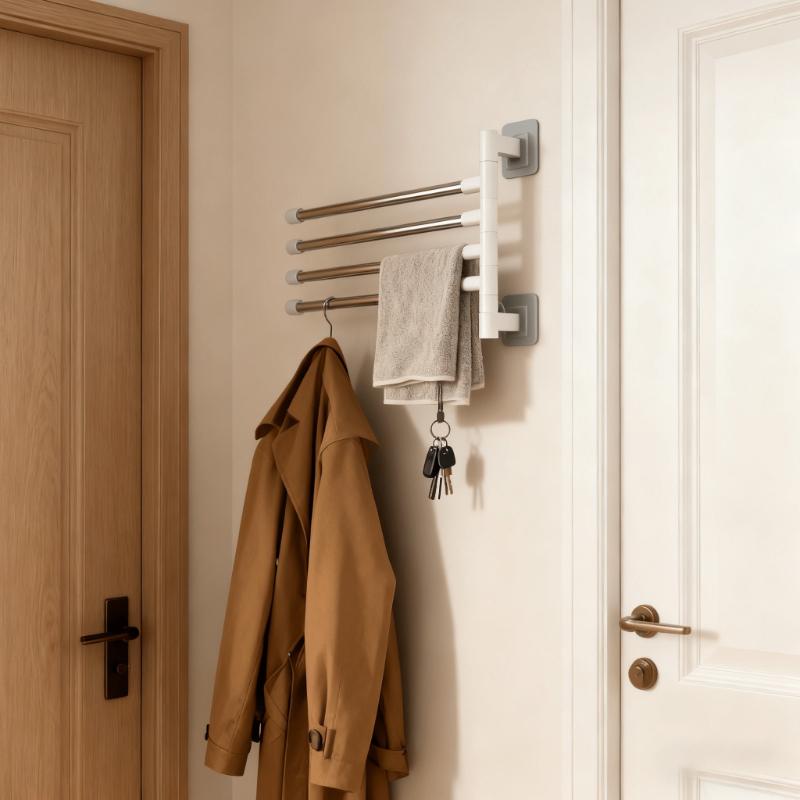 Home Essentials Bathroom Rack - Rak Handuk Minimalis Modern dengan Batang