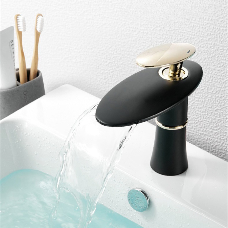 Home Hardware Bathroom Sinks - Keran Air Terjun Putih/Hitam Emas, Keran