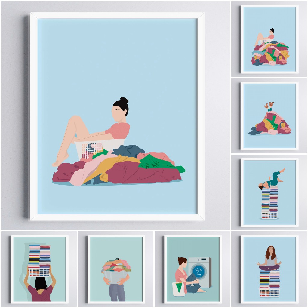 Home Bathroom Colors - Warna Pastel Cetakan Seni Lukisan Kanvas