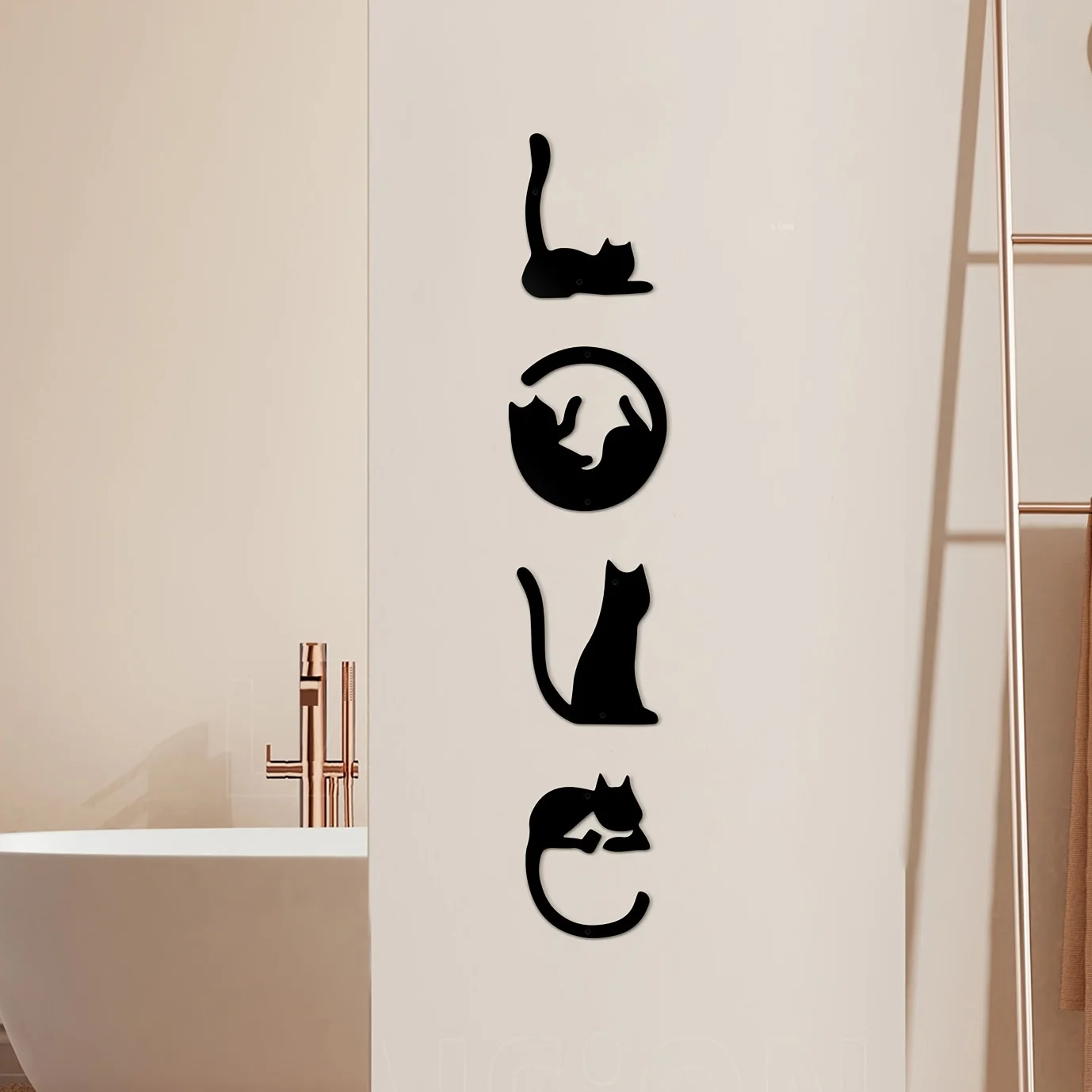Home Goods Bathroom - HelloYoung Dekor dinding logam kucing, stiker