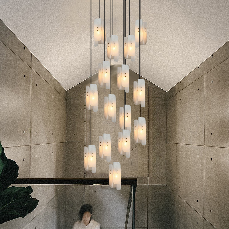 Home Bathroom Lighting Design - Lampu Gantung Marmer Tembaga Penuh LED