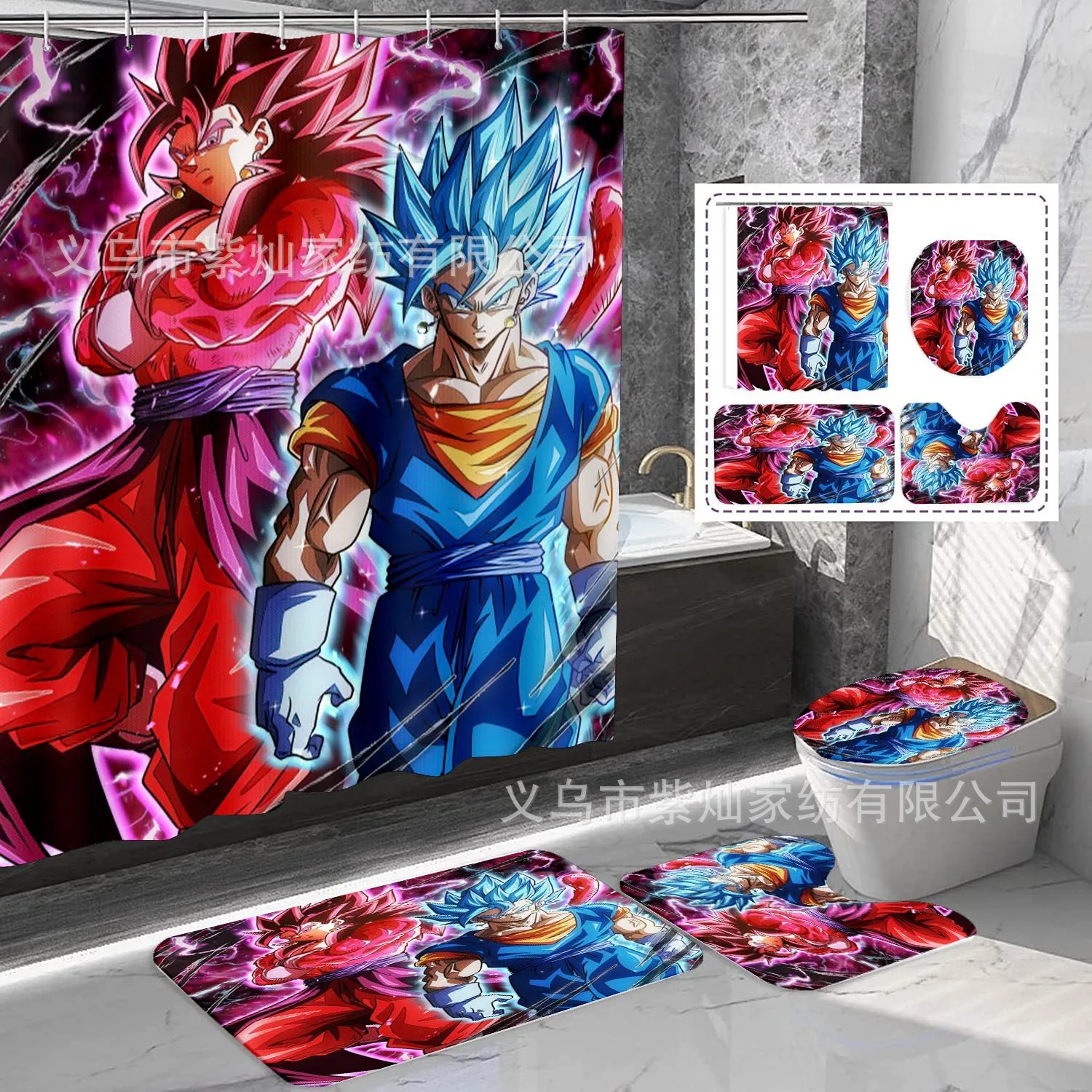 Set Tirai Mandi Anime Dragon B - Home Goods Bathroom ulasan dan harga